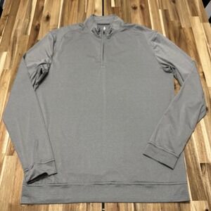 Johnnie‎ O Pullover Mens L Gray Striped 1/4 Zip Performance Lightweight Strecth